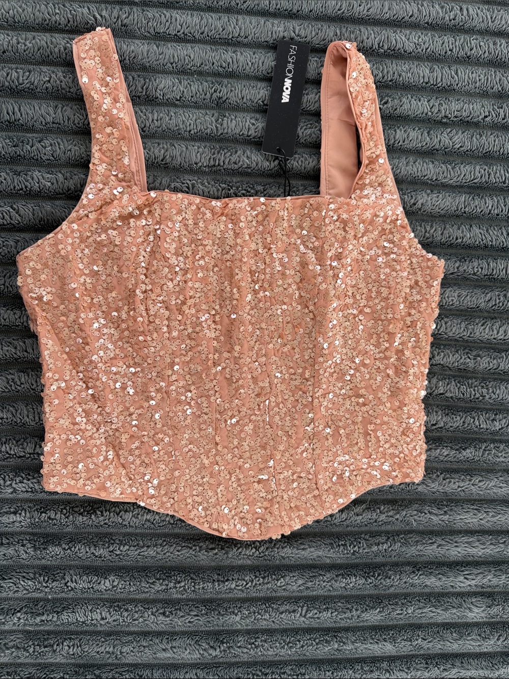 Fashion Nova Rose Pink Sequin Crop Top